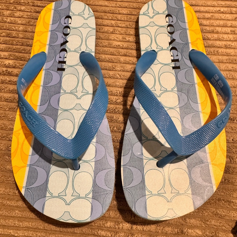 Coach men or women Vibrant Blue and Yellow Sandals